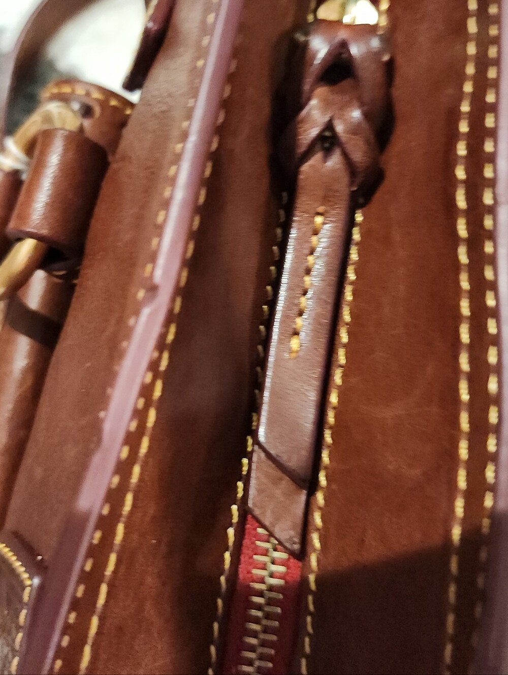 Dooney & Bourke Brown Leather Satchel with Gold Hardware - Picture 5 of 7